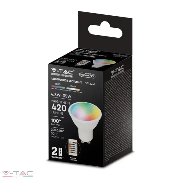 4,8W LED spotlámpa GU10 opál 100° RGB+3000K - 2927