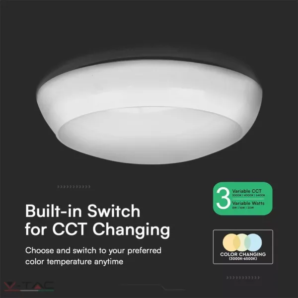 8W/16W/20W LED Mennyezeti lámpa beépített érzékelővel SAMSUNG chip IP65 - 804-24 V-TAC